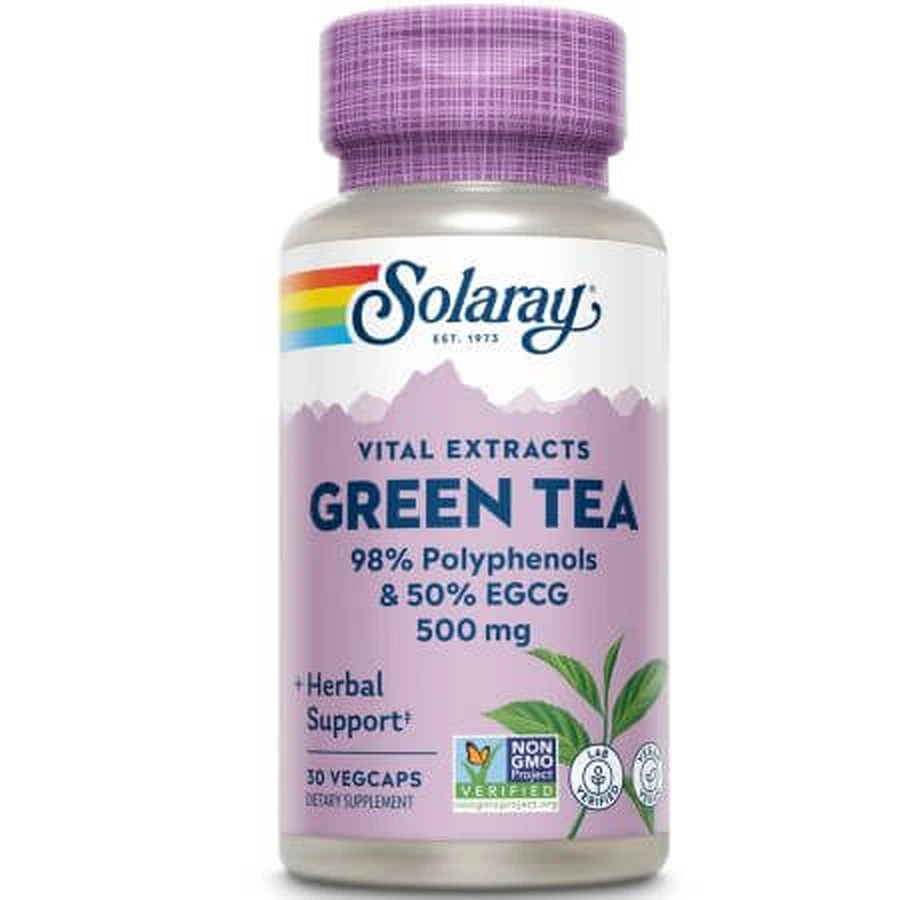 Té verde Solaray, 500 mg, 30 cápsulas vegetales, Secom