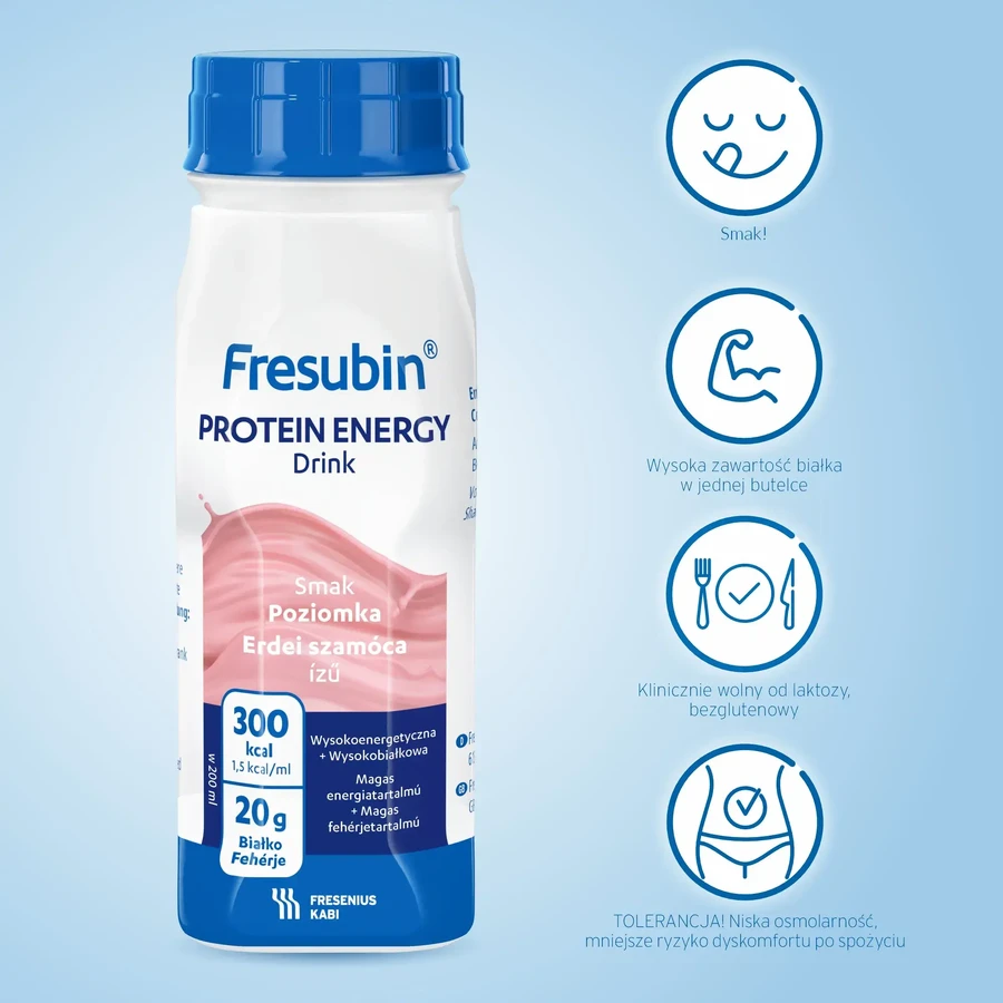Fresubin Protein Energy con sabor a fresa, 12 x 200 ml, Fresenius Kabi