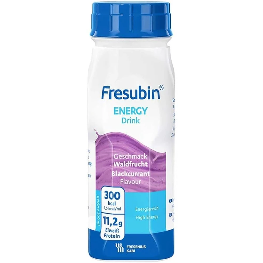 Fresubin Energy​​​​​​​e bebida energética con sabor a grosella negra, 16 x 200 ml, Fresenius Kabi
