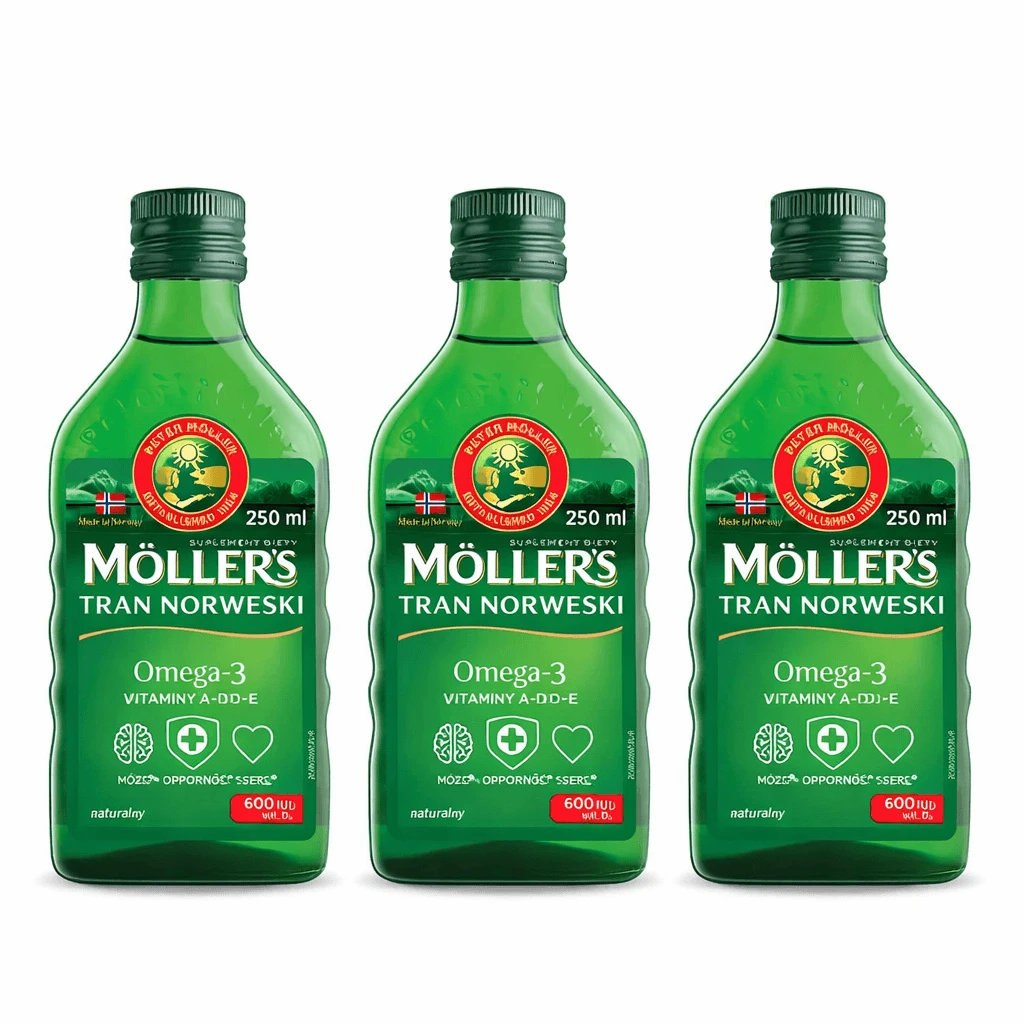 Möller's Omega 3 Lebertran, Nordic omega, natürlicher Geschmack, 3x250 ml