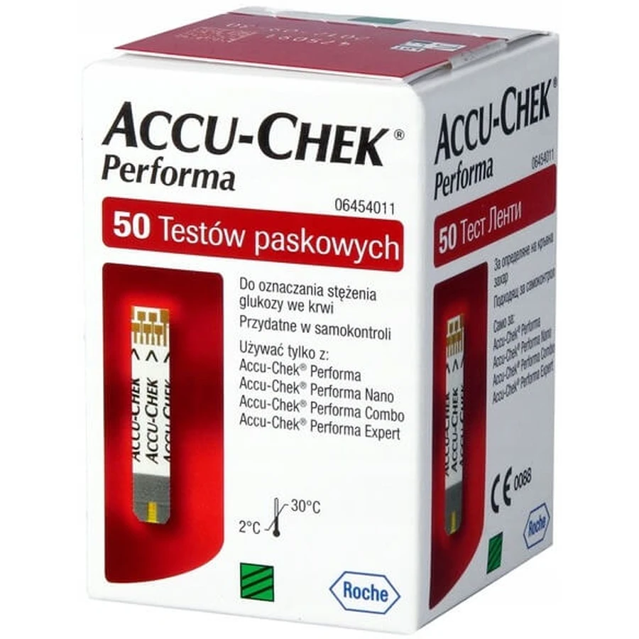  Accu-Chek Performa para glucómetro, 5×50 tiras reactivas, Roche