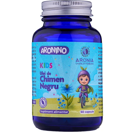 Aronino Kids Aceite de Comino Negro - 60 cápsulas masticables para reforzar la inmunidad, el sistema respiratorio y la energía de los niños