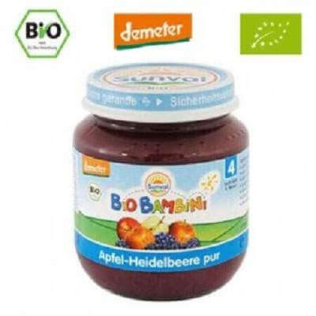 Piure Bio de mere și coacăze Bio Bambini, +4luni, 125 g, Sunval