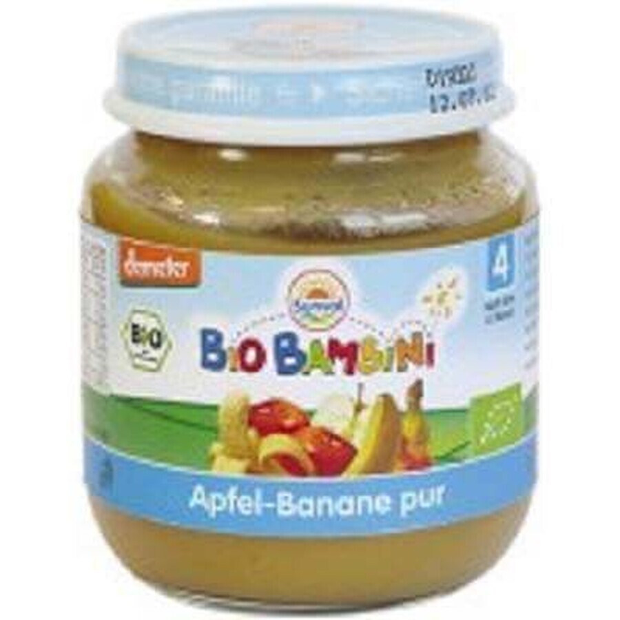 Piure Bio de mere si banane Bio Bambini, +4luni, 125 g, Sunval