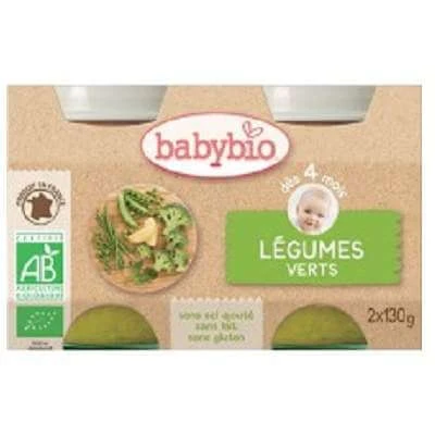 Grünes Bio-Gemüsepüree, +4 Monate, 2x 130g, BabyBio
