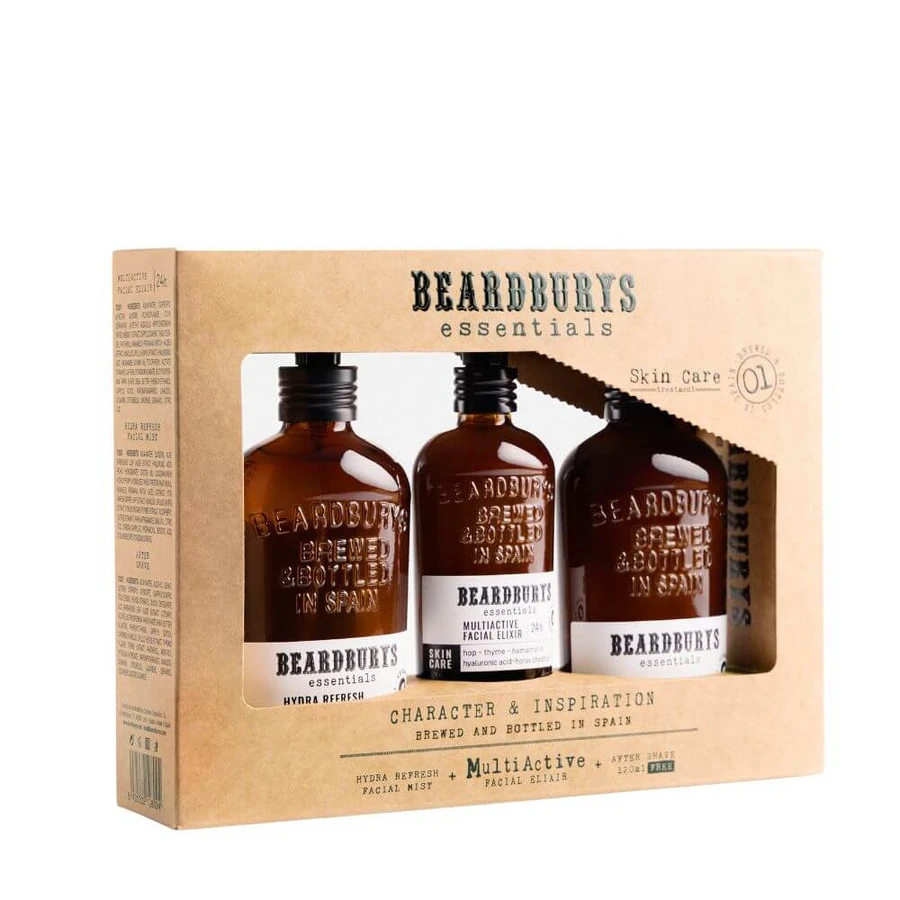 Gesichtspflegeset Spray + Elixier + Rasierwasser, Beardburys Essentials