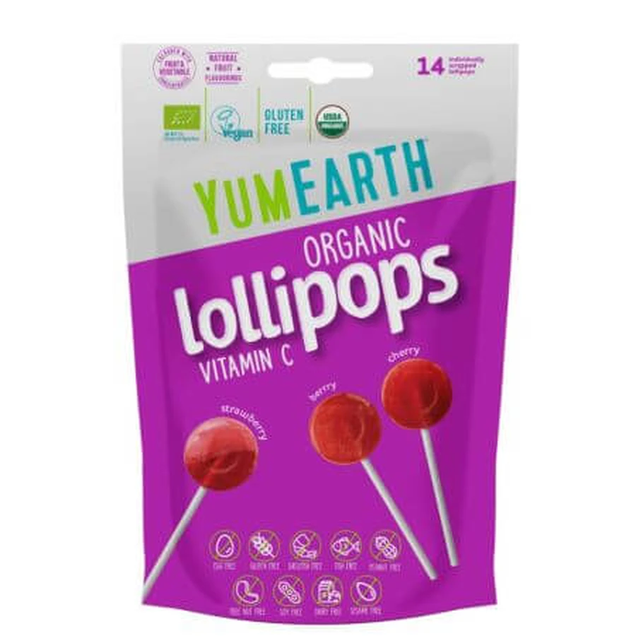 Organic Vitamin C lollipops, 14 pieces, YumEarth
