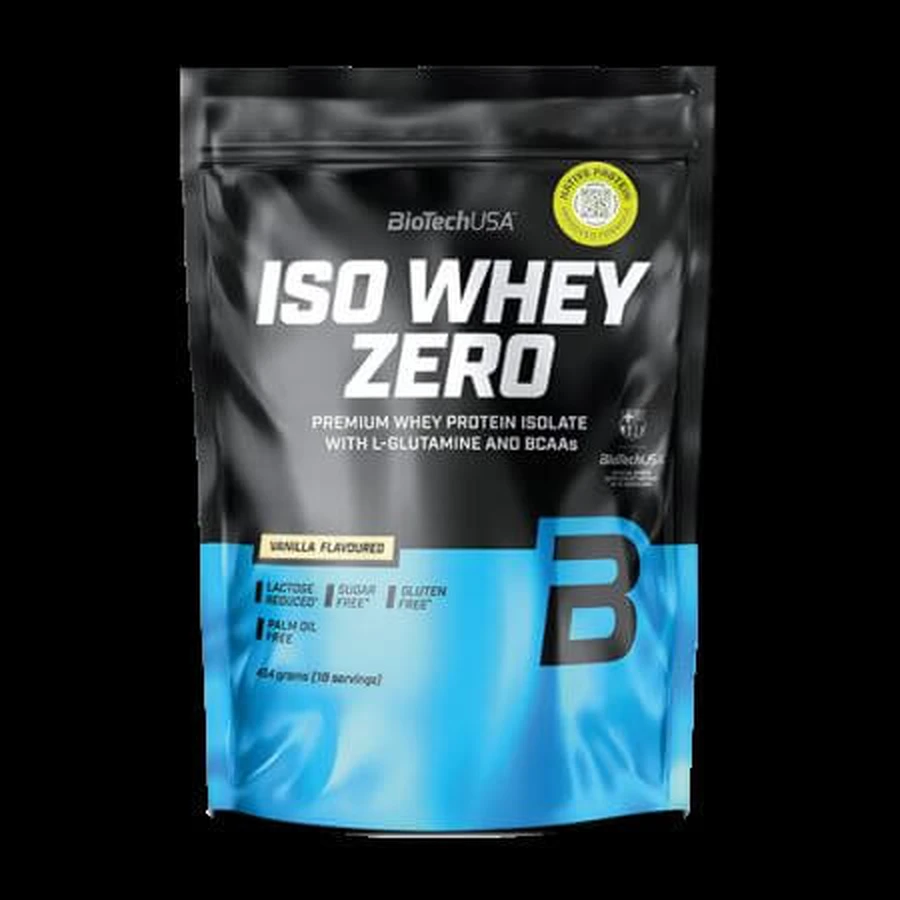 Isolat de protéines de lactosérum de qualité supérieure Iso Whey Zero, Vanille, 454 g, BioTechUSA