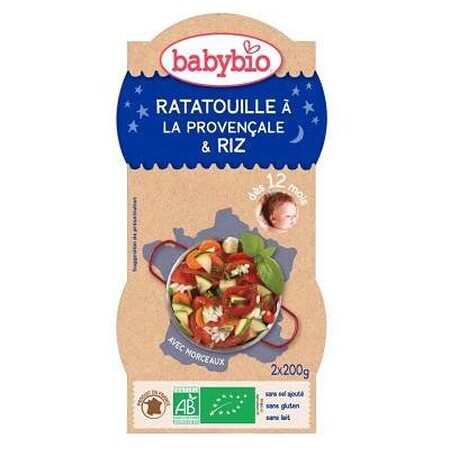 Bio-Menü Püree Ratatouille a la Provencale, +12Monate, 2X200g, BabyBio