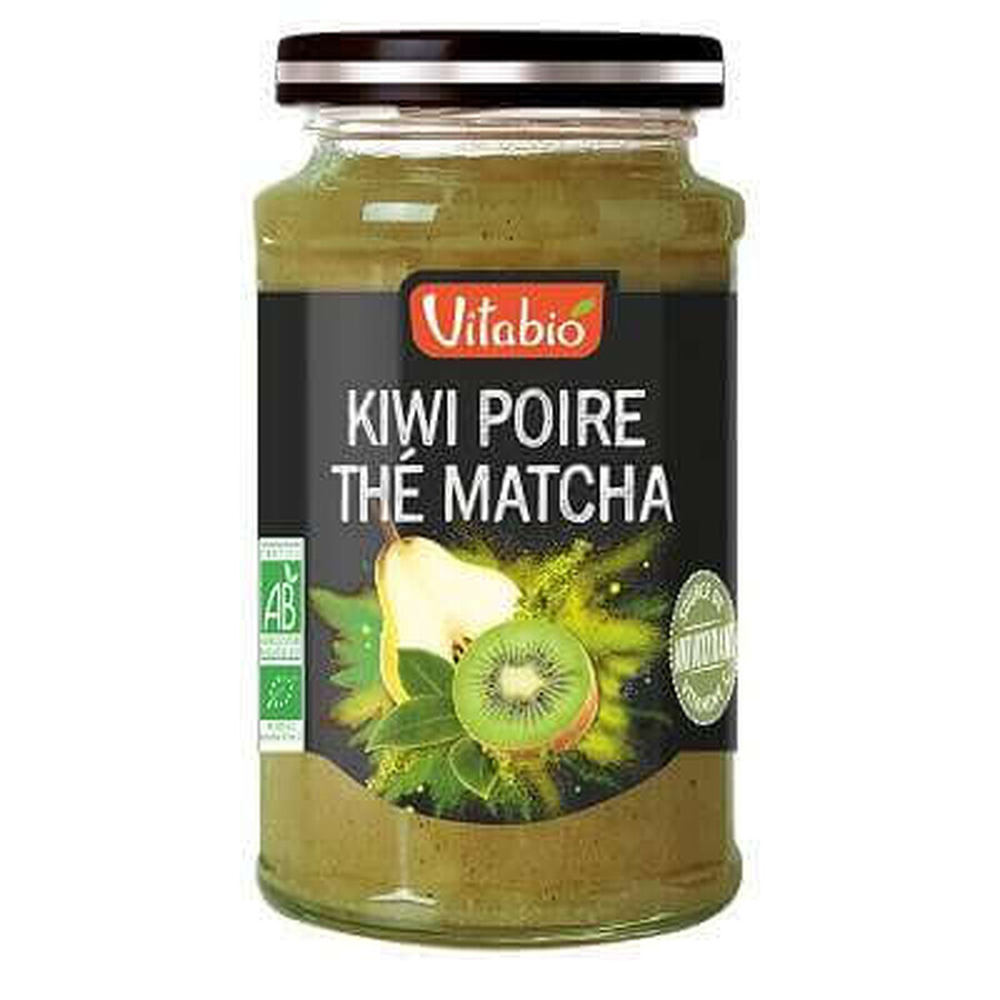 Piure bio, deliciu de kiwi, pară și ceai verde, 290g, Vitabio