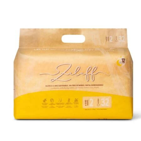 Nachhaltige Windeln aus Bambus, Größe 2, 4-8 kg, 32 Stück, Zuluff