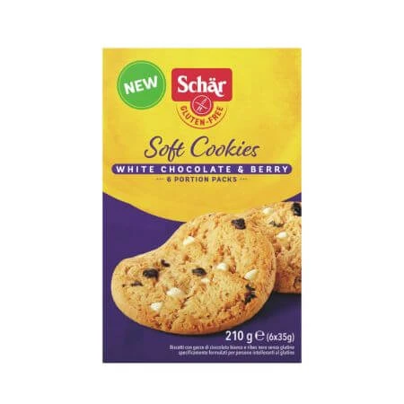 Weiche glutenfreie Kekse mit weißer Schokolade und Beeren, 210 g, Schar