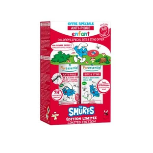 Kinder Anti-Spill Pack mit beruhigendem Spray und Roll on Schlümpfe Edition, 3 Jahre +, 75 ml + 5 ml, Puressential
