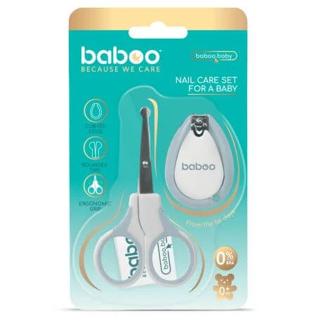 Baby-Nagelpflege-Set mit Schere und Nagelknipser, Blau, 0 Monate+, Baboo