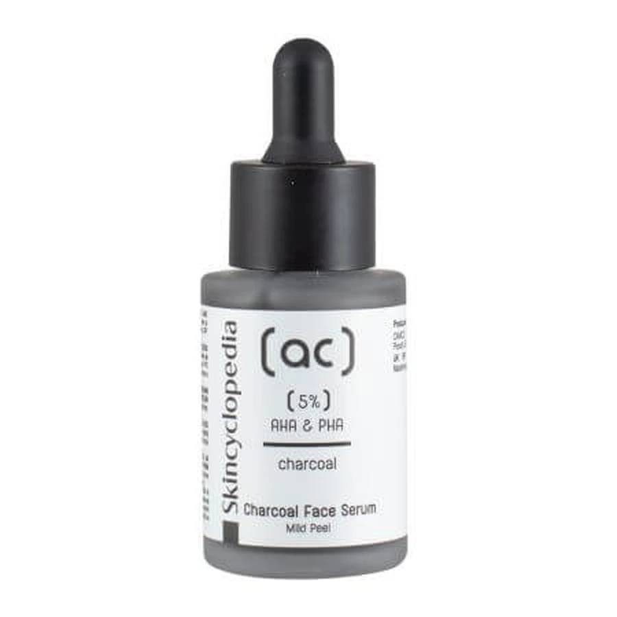 Exfolierendes Gesichtsserum mit Aktivkohle und Komplex 5% AHA + PHA, 30 ml, Skincyclopedia