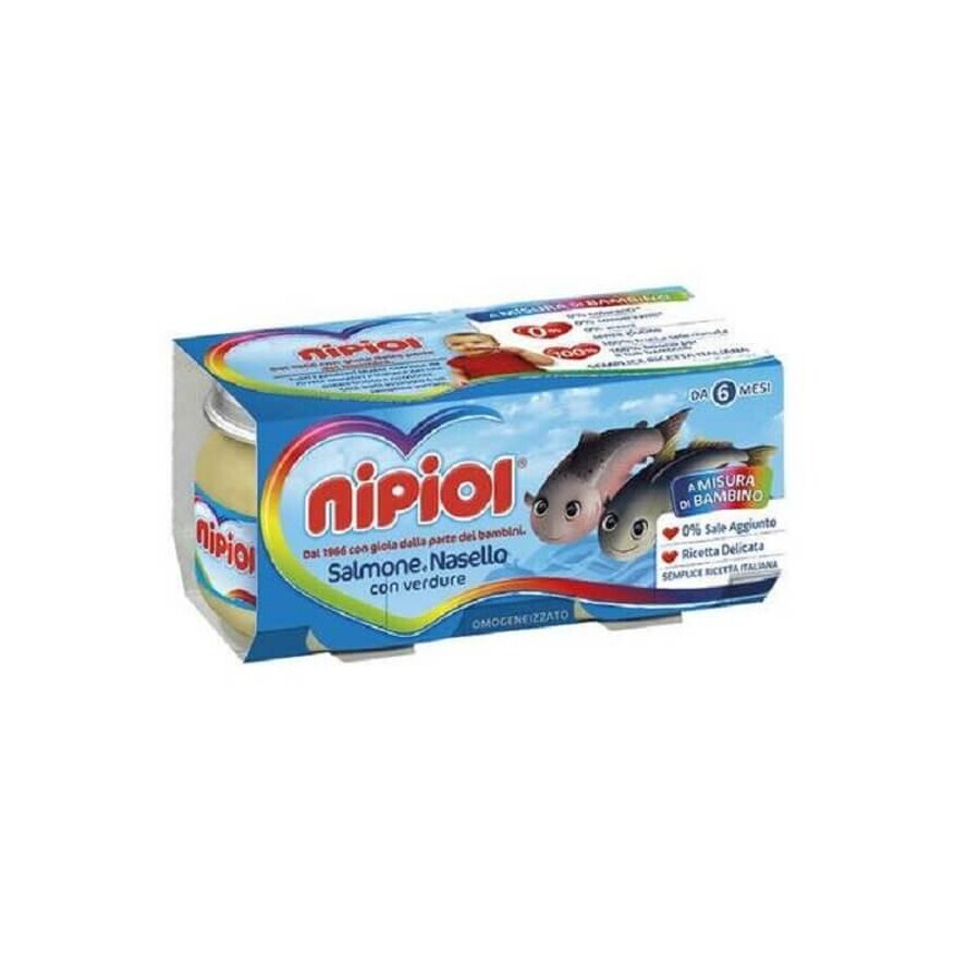 Piure de somo și merluciu, 2x80 gr, Nipiol