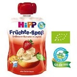 Piure din căpșuni, banane și măr Fruit Fun, +12luni, 90 g, Hipp