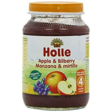 Eco Apfel- und Heidelbeerpüree, +4 Monate, 190 g, Holle Babynahrung