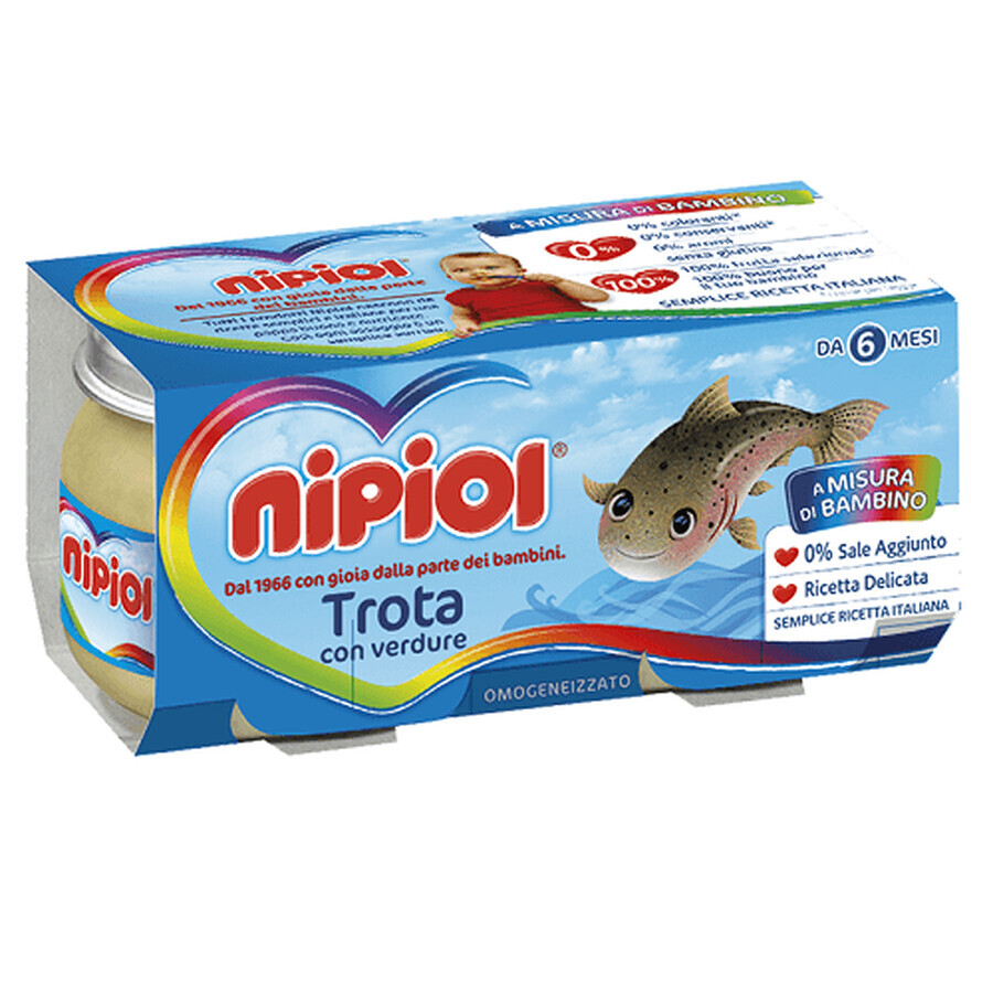 Piure fără gluten din păstrăv, 2x80 g, +6 luni, Nipiol