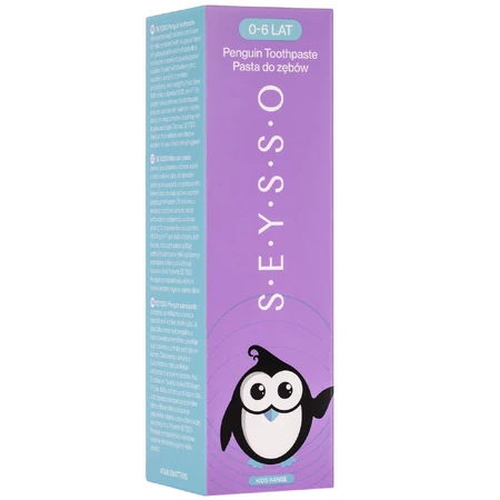 Seysso Kids Penguin, Kinderzahnpasta mit Fluorid, 0-6 Jahre, 75 ml VERUNREINIGTE VERPACKUNG