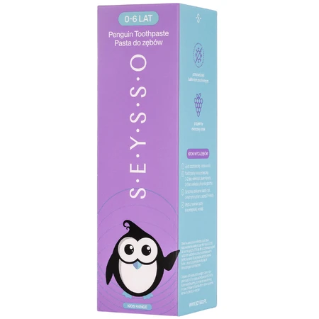 Seysso Kids Penguin, Kinderzahnpasta mit Fluorid, 0-6 Jahre, 75 ml VERUNREINIGTE VERPACKUNG