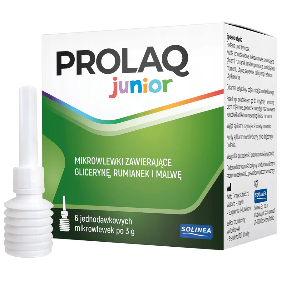 Prolaq Junior, micro-infuzii rectale cu glicerină, mușețel și malva, 3 g x 6 bucăți
