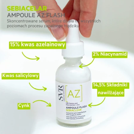 SVR Sebiaclear Ampoule Flash, gladmakend serum met azelaïnezuur, 30 ml + Sebiaclear, gel, 55 ml met gratis cosmetisch zakje