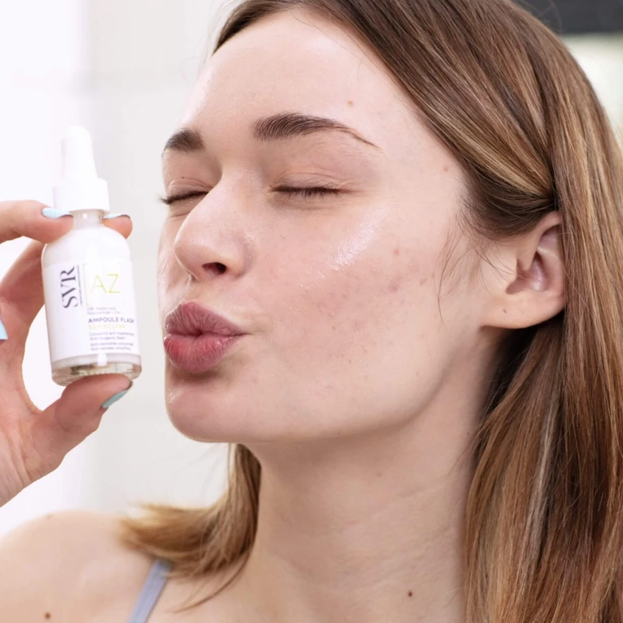 SVR Sebiaclear Ampoule Flash, gladmakend serum met azelaïnezuur, 30 ml + Sebiaclear, gel, 55 ml met gratis cosmetisch zakje