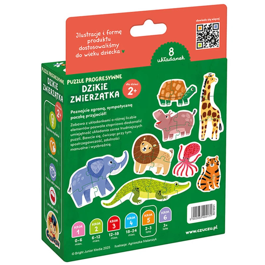 CzuCzu Wild Animals, puzzles progressifs pour enfants, à partir de 2 ans, 29 éléments