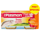 Piure omogenizat de păstrăv cu legume, +6 luni, 2x80 g, Plasmon