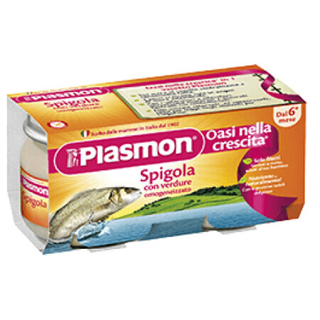 Piure omogenizat din biban și legume, +6 luni, 2x80g, Plasmon