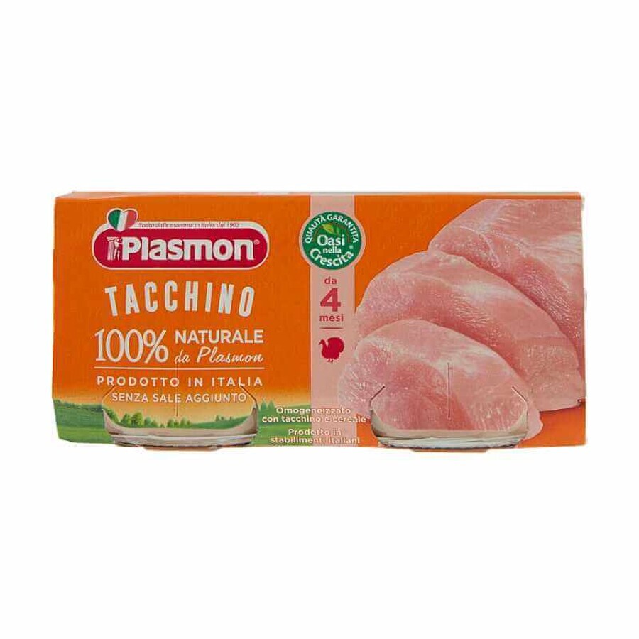 Piure omogenizat din carne de curcan, +4 luni, 2x 80g, Plasmon