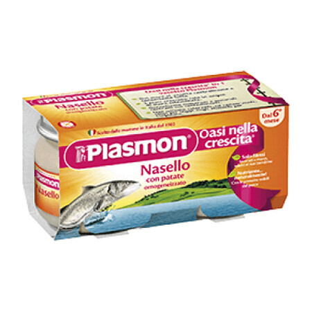 Piure omogenizat din merluciu și cartofi, +6luni, 2x80g, Plasmon