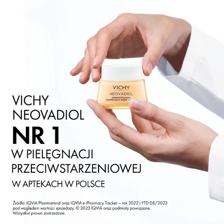 Vichy Neovadiol Meno 5 set, biphasic serum, 30 ml + day cream, normal and combination skin, 50 ml + light fluid SPF 50+, 15 ml + cosmetic bag free of charge