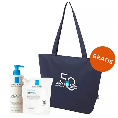 Kit La Roche-Posay Lipikar Syndet AP+, crema corporal reponedora de lípidos, desde el nacimiento, 400 ml + recambio, 400 ml + bolsa de regalo