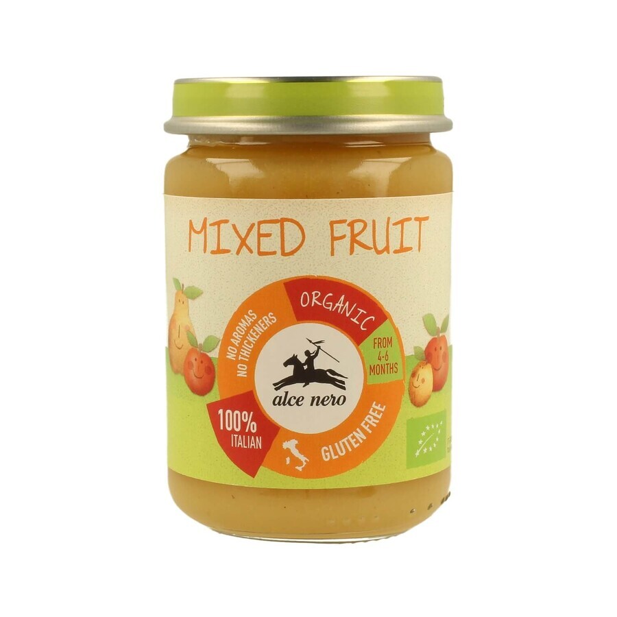 Piure pentru bebelusi Mix de fructe, 140 gr, Alce Nero