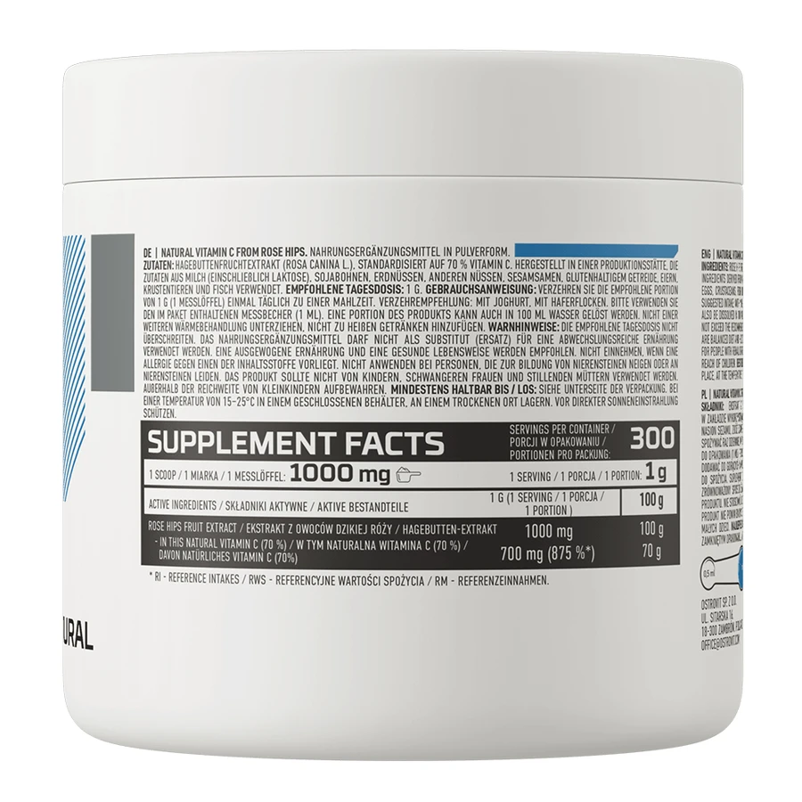 OstroVit Natürliches Vitamin C aus Hagebutten, natürliches Vitamin C aus Hagebutten, 300 g