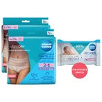 Canpol Babies Set, 2-in-1 atmungsaktives Schwangerschaftshöschen, mit Einlage, Einweg, Größe L/XL, 2 x 5 Stück + Feuchttücher, 60 Stück gratis