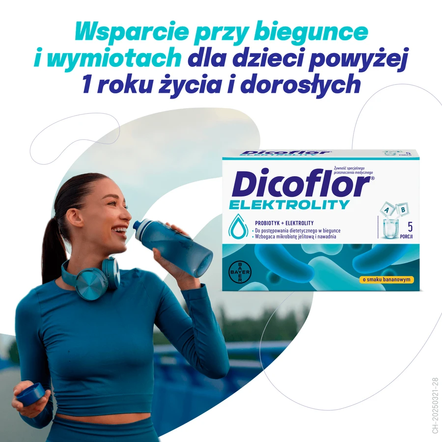 Dicoflor Elektrolity, per bambini e adulti, gusto banana, 10 bustine