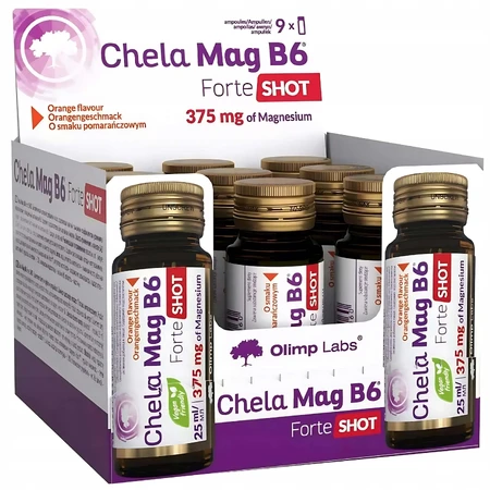 Olimp Chela-Mag B6 Forte Shot, fiole, aromă de portocale, 9 x 25 ml