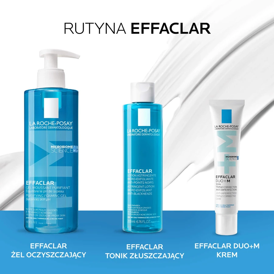 La Roche-Posay Effaclar Kit, Reinigungsgel für fettige und empfindliche Haut, 400 ml + Effaclar DUO+M, Feuchtigkeitscreme für zu Akne neigende Haut, 40 ml + Gratisbeutel