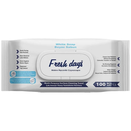Fresh Days, feuchte Reinigungstücher XXL, 100 Stück