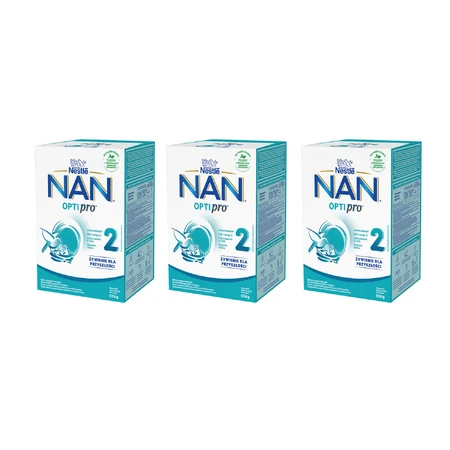Nestlé NAN Optipro 2, Leche de continuación para lactantes mayores de 6 meses, 3 x 650 g