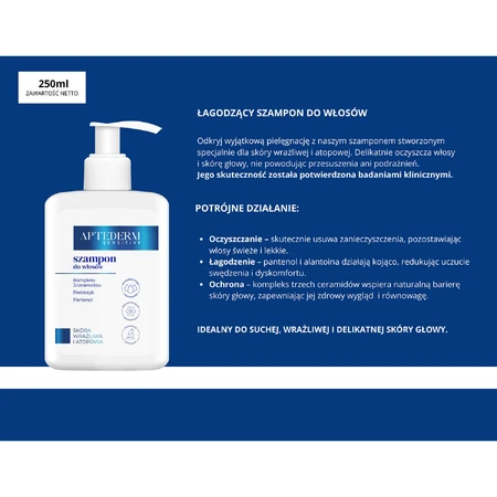 Aptederm Sensitive, Haarshampoo, empfindliche und atopische Haut, 250 ml