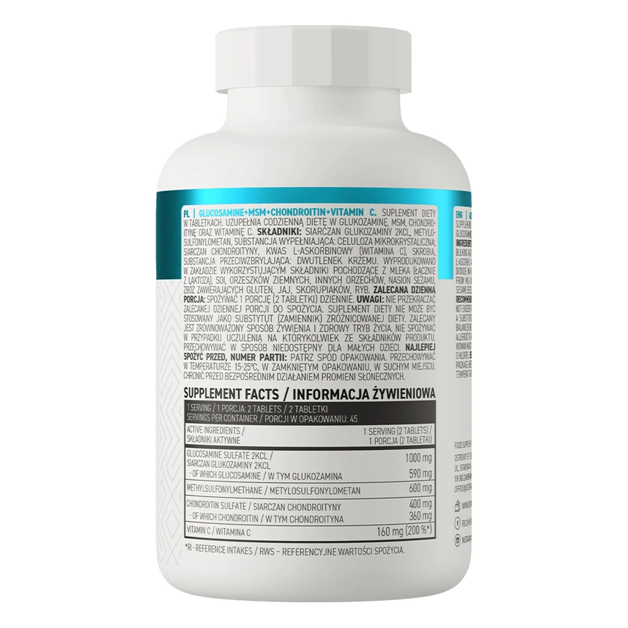 OstroVit Glucosamine + MSM + Chondroïtine + Vitamine C, 90 comprimés