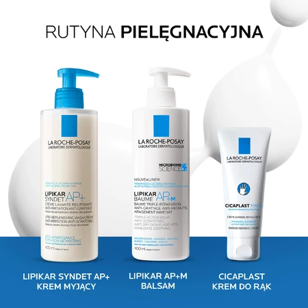 Set La Roche-Posay Cicaplast Baume B5+, loțiune regenerantă calmantă, 100 ml + Lipikar Syndet AP+, cremă de curățare corporală, de la naștere, 400 ml + cutie mini produse gratuită