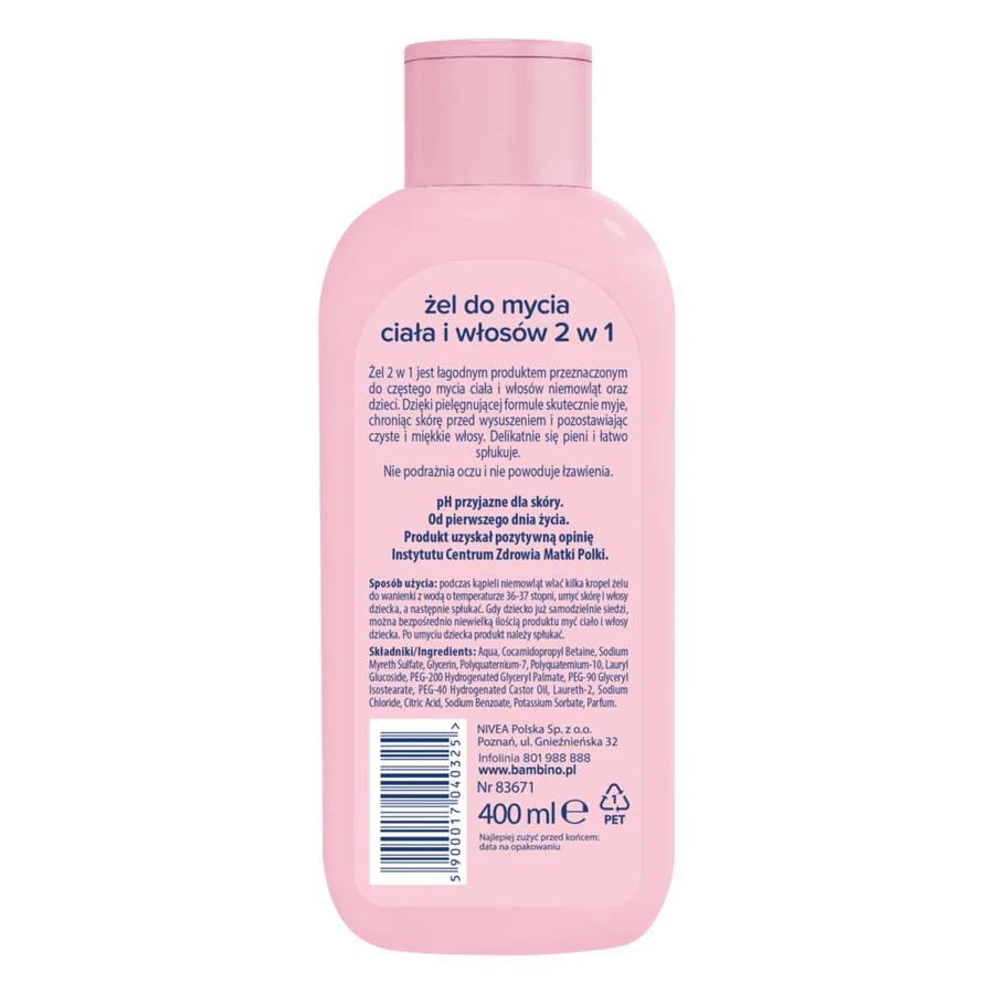 Bambino, Körper- und Haarwaschgel 2in1, vom ersten Lebenstag an, 400 ml