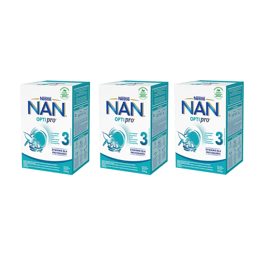 Set Nestle NAN Optipro 3, Junior modified milk for children over 1 year, 3 x 650 g