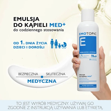 Set Emotopic Med+, Badeemulsion, ab Geburt, 400 ml + Körperlotion, ab Geburt, 400 ml