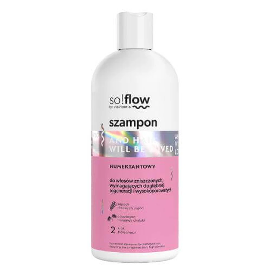 So!Flow Shampooing humectant pour cheveux abîmés ayant besoin d'être régénérés, très poreux, 300 ml